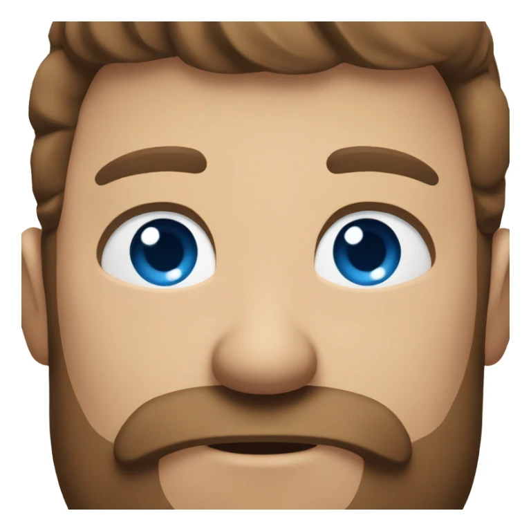Man’s head with blue eyes, brown hair and a beard sticker