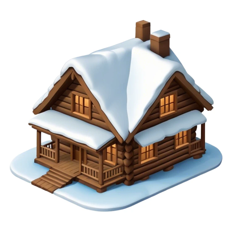 3D isometric montana cabin lodge  sticker