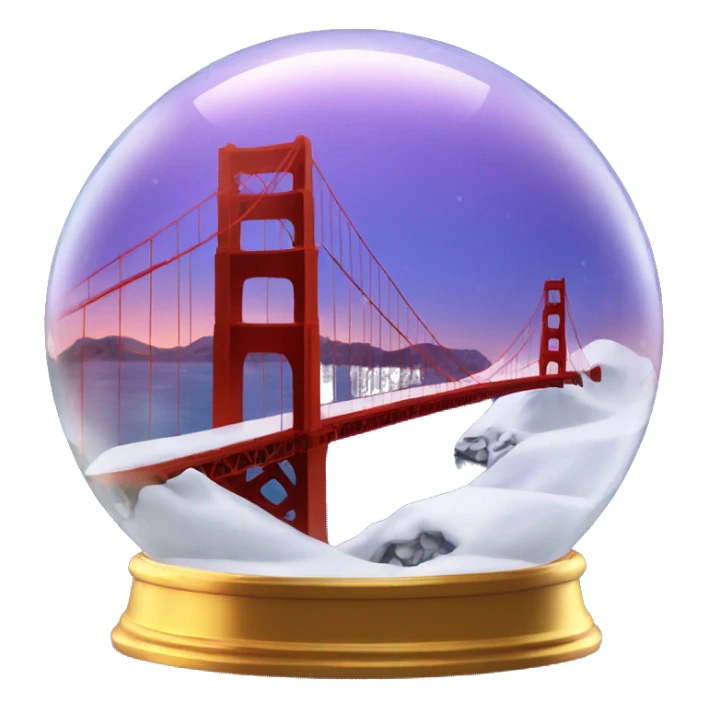 golden gate bridge hot snow globe, 4k, no background, sunset sticker