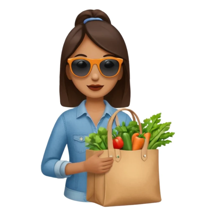 Shopper with veggie tote,Farmers’ Market. sticker