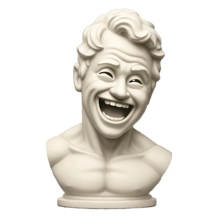 laughing muscular statue, antique white statue sticker