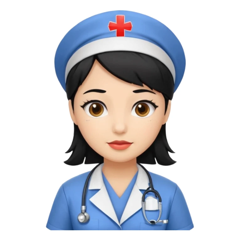 Nurse black hair sticker