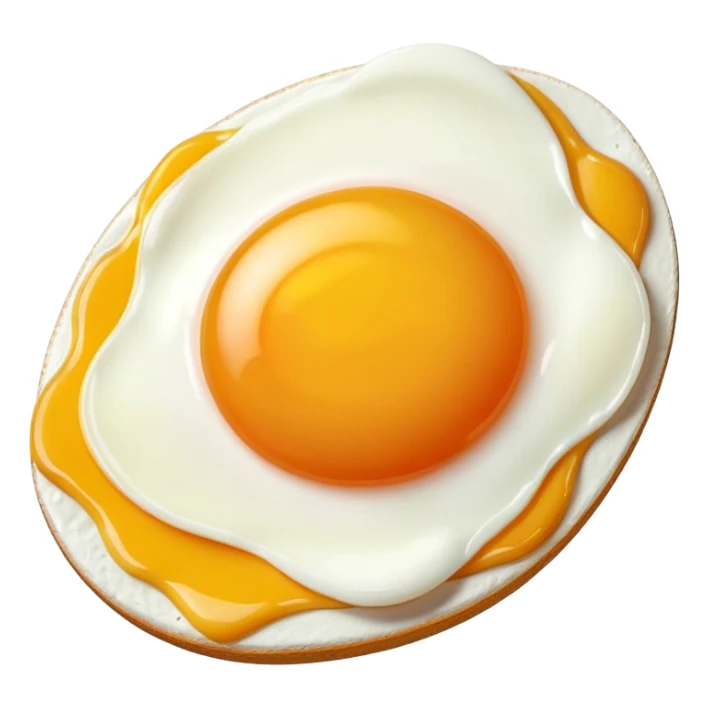 1 fried egg with 45 degree angle on red background color #C4151C without plate or anything under the egg sticker