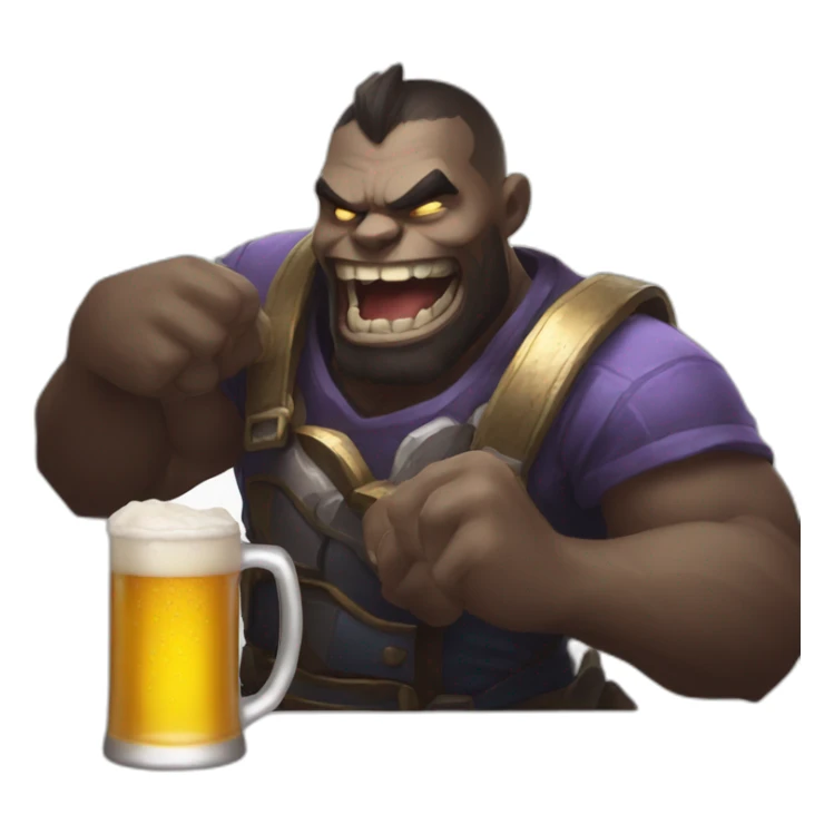 Sion from League of Legends grabbing a beer sticker