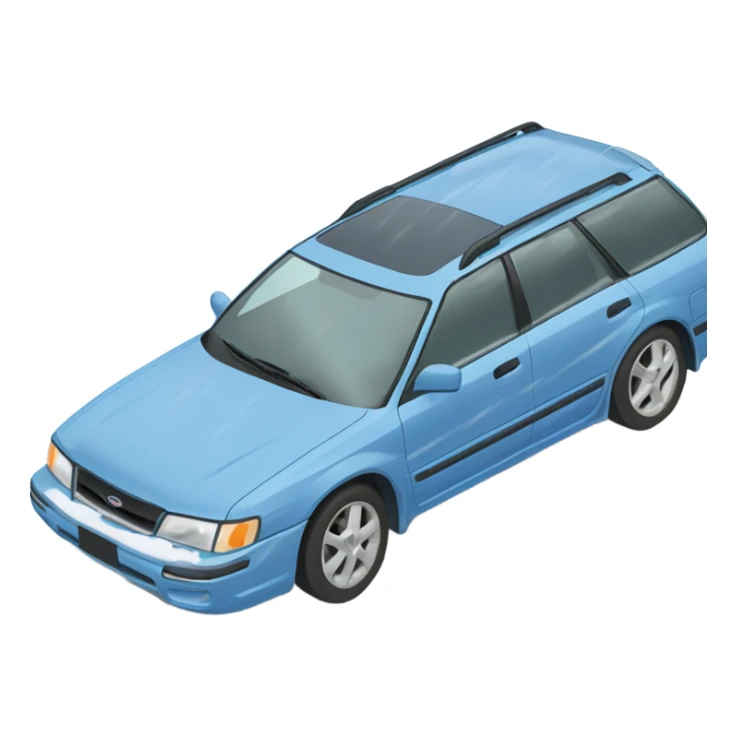 Light Blue 1990 Subaru legacy wagon stuck in a snow filled ditch sticker
