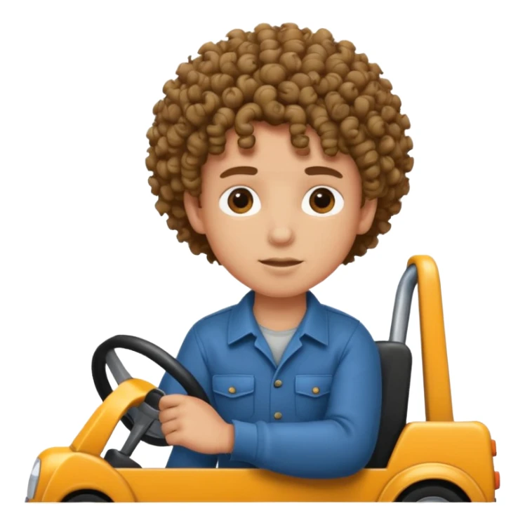 curly hair boy driving a tow truck  sticker
