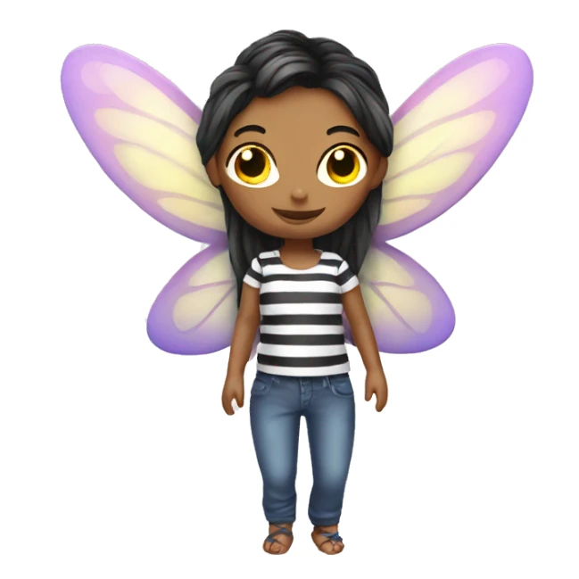 fairy with stripped shirt girl white  sticker
