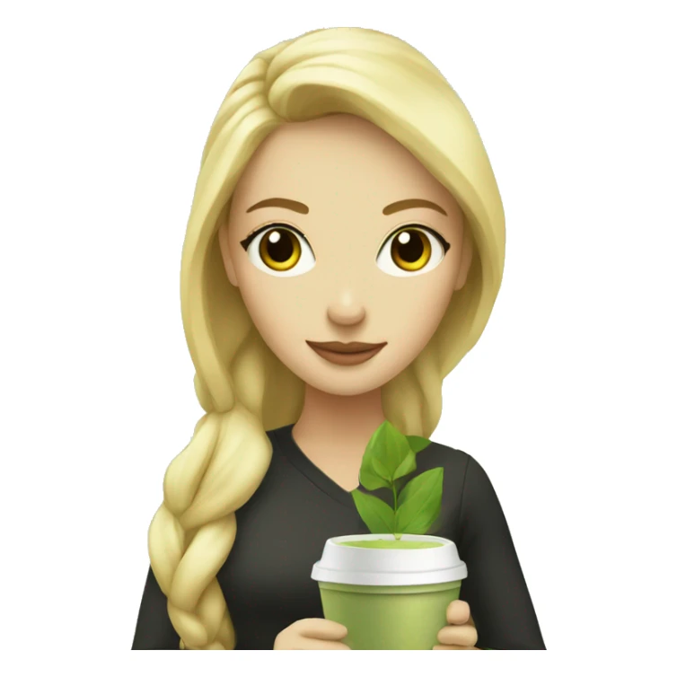 Blonde Women with a Matcha Cup sticker