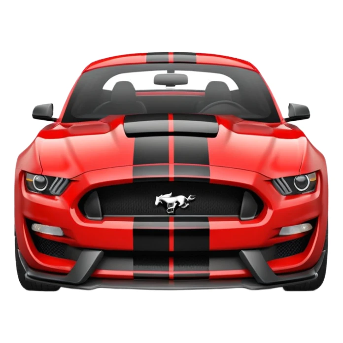 3D round emoji icon with a red Ford Mustang Shelby inside, glossy finish, black racing stripes, clean background, modern emoji style. sticker
