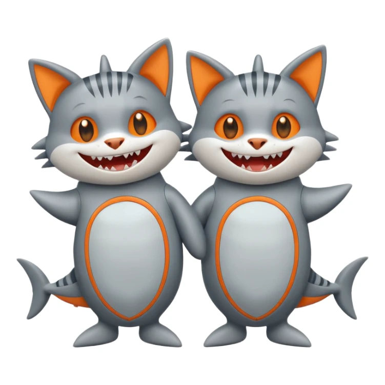 2 happy cats wearing shark costumes sticker