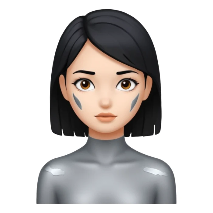 gray metal painted girl sticker