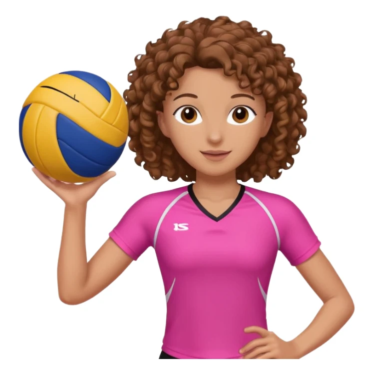 white volleyball  player with brown curly hair & pink outfit sticker