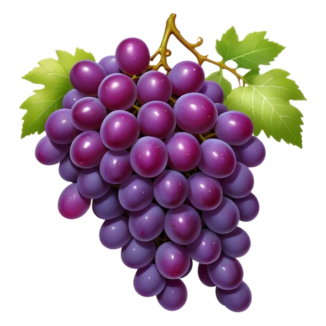 Cinematic glossy purple grapes, plump and dewy, gathered in a beautiful cluster, deep rich hues, ultra-detailed, fresh and juicy, soft glowing light. sticker