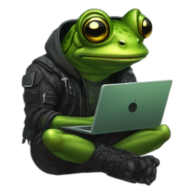 frog hacker cyberpunk sticker