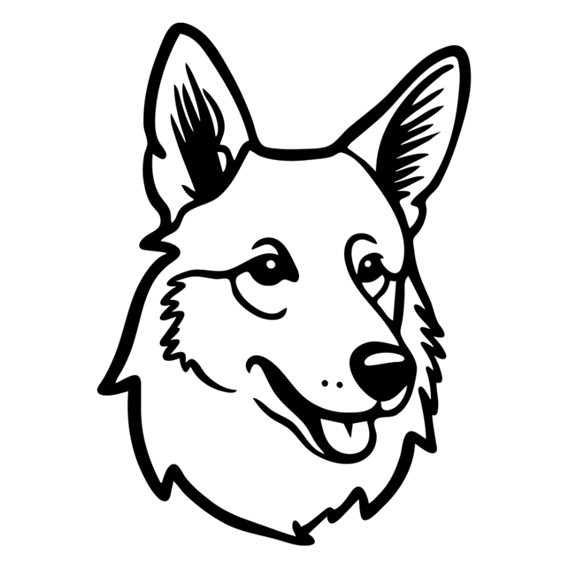 Hand-drawn black and white shepherd dog face sticker