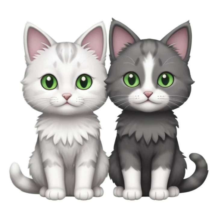2 different coloured small cats including a dark grey and white and a completely solid dark grey with green eyes and only white paws sticker