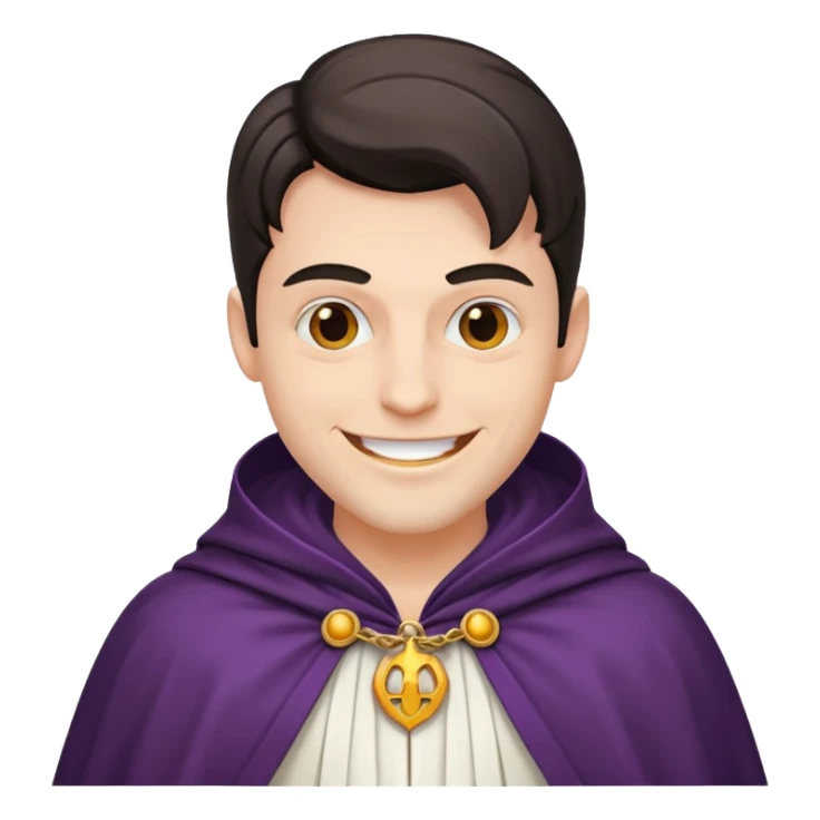 villain smiling with a white cloak , male sticker