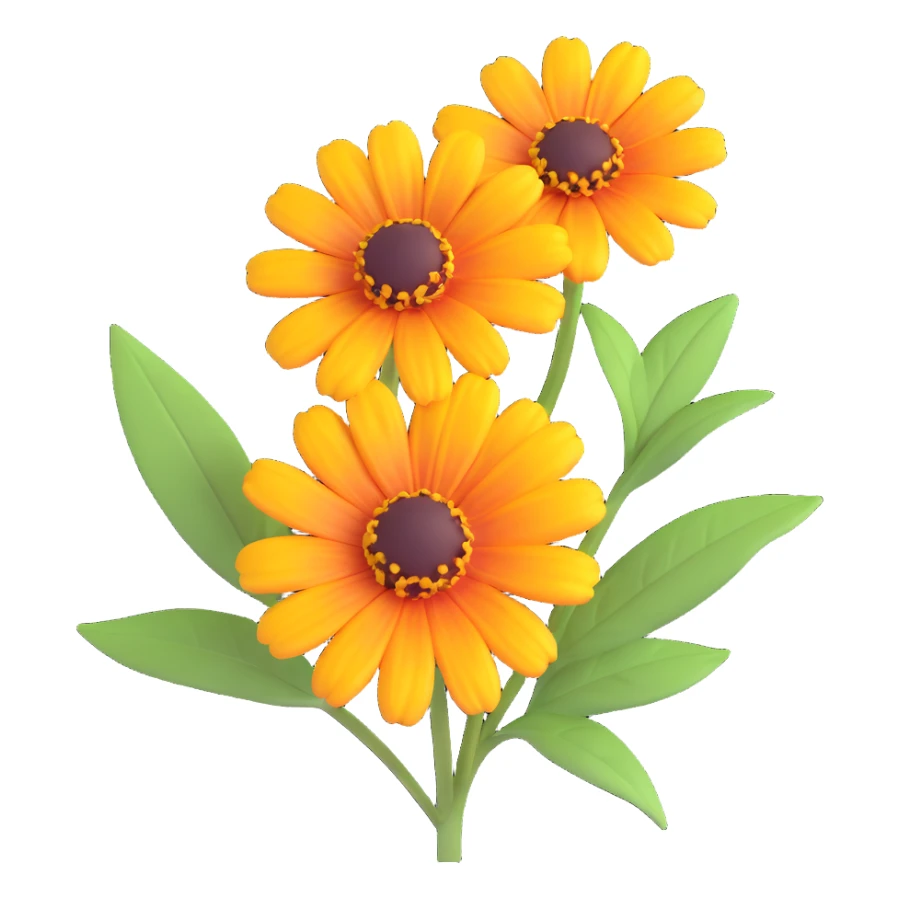 heliopsis flower, modern 3D, iOS style, pastel palette, soft lighting, minimalist look, transparent background sticker