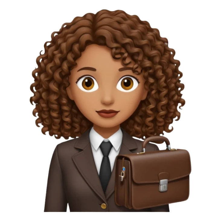 brown curly/wavy haired woman holding a briefcase  sticker