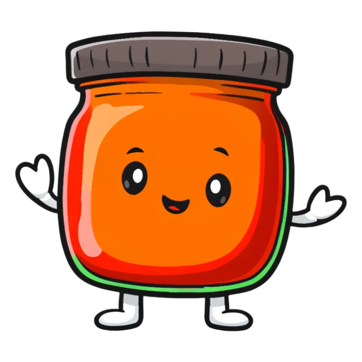 cute cartoon red chili chutney character with spicy expression sticker