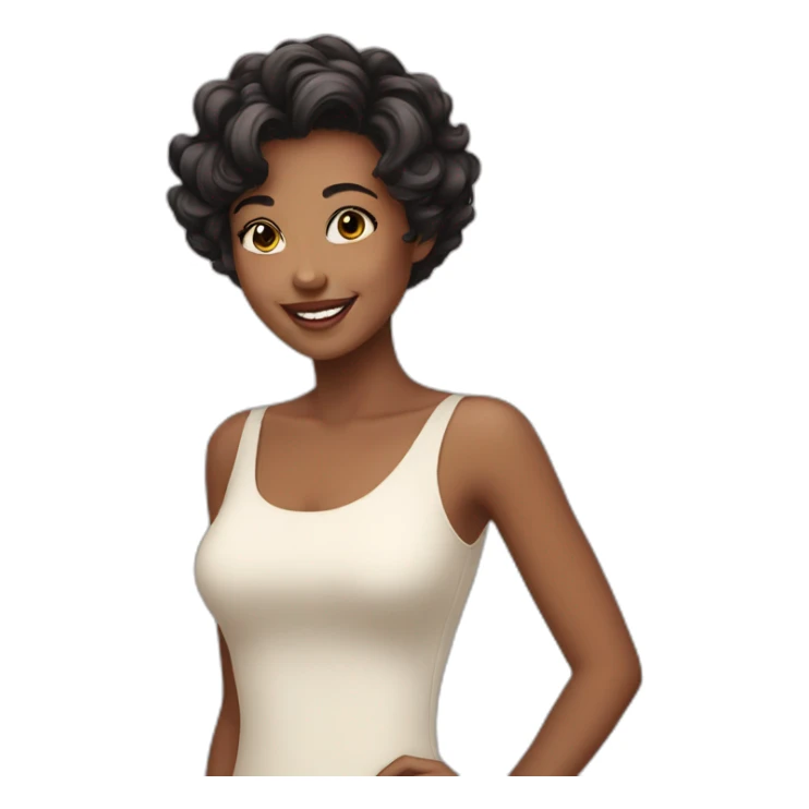 happy rich girl short hair sticker