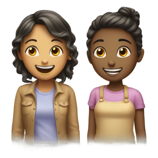 Two girls laughing at a girl sticker