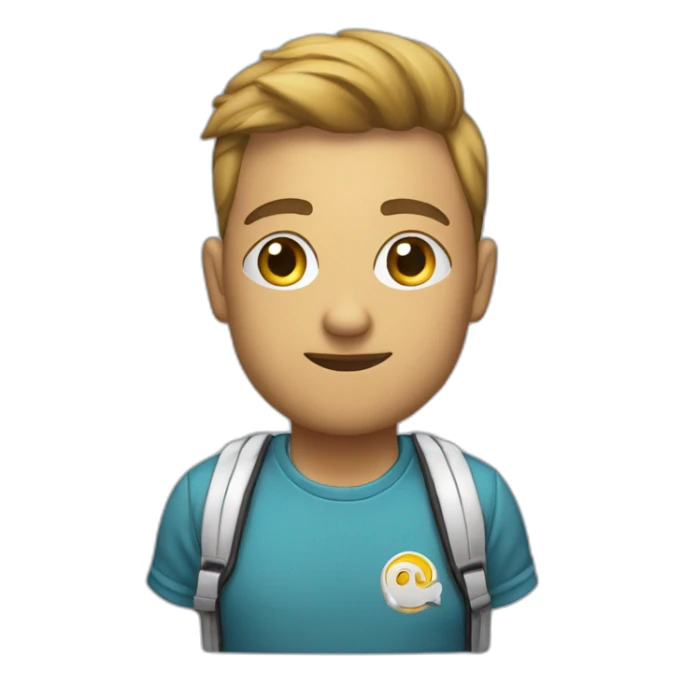 Eine Comicfigur mit einen T Shirt an. Auf dem Shirt steht „Auswander Coach“. sticker