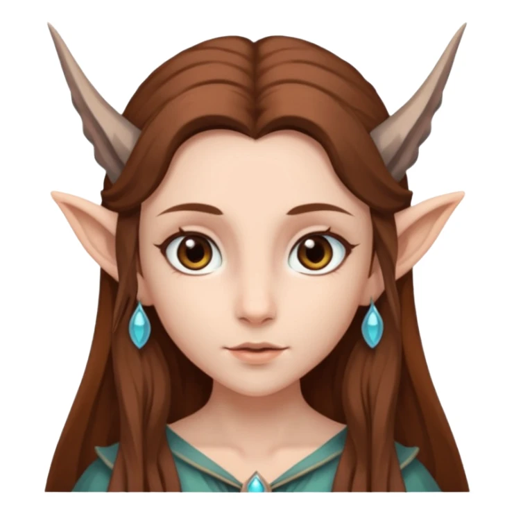 fae with gray eyes and long brown hair sticker