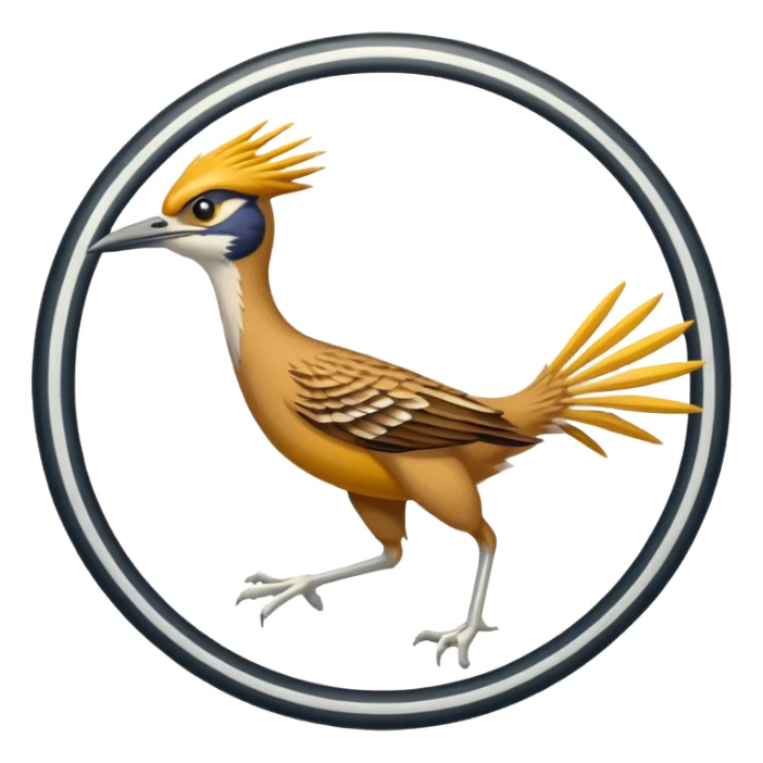 yellow roadrunner . feet are circled by a white line spinning in a circle to indicate running fast. sticker