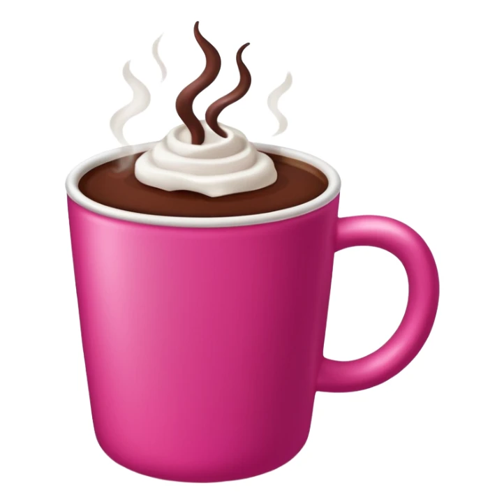 a regular hot pink cup with hot chocolate in it, no designs sticker