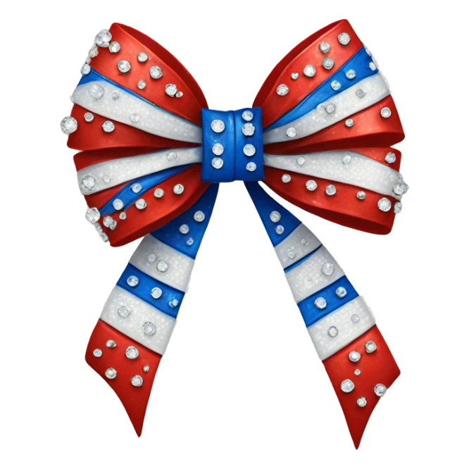 red blue and white bow with rhinestones  sticker