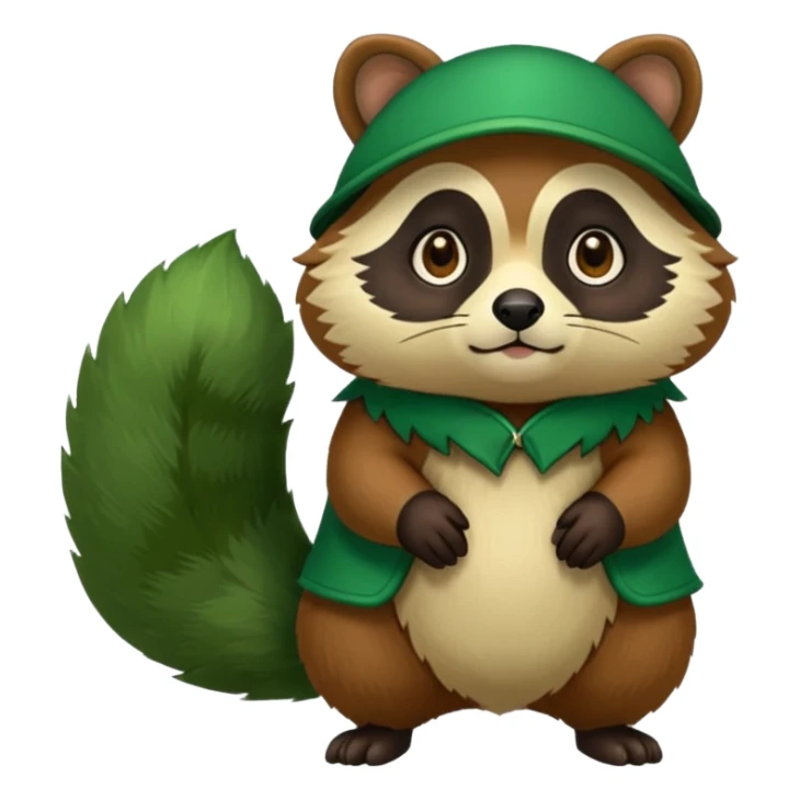 Green tanuki, all green body sticker