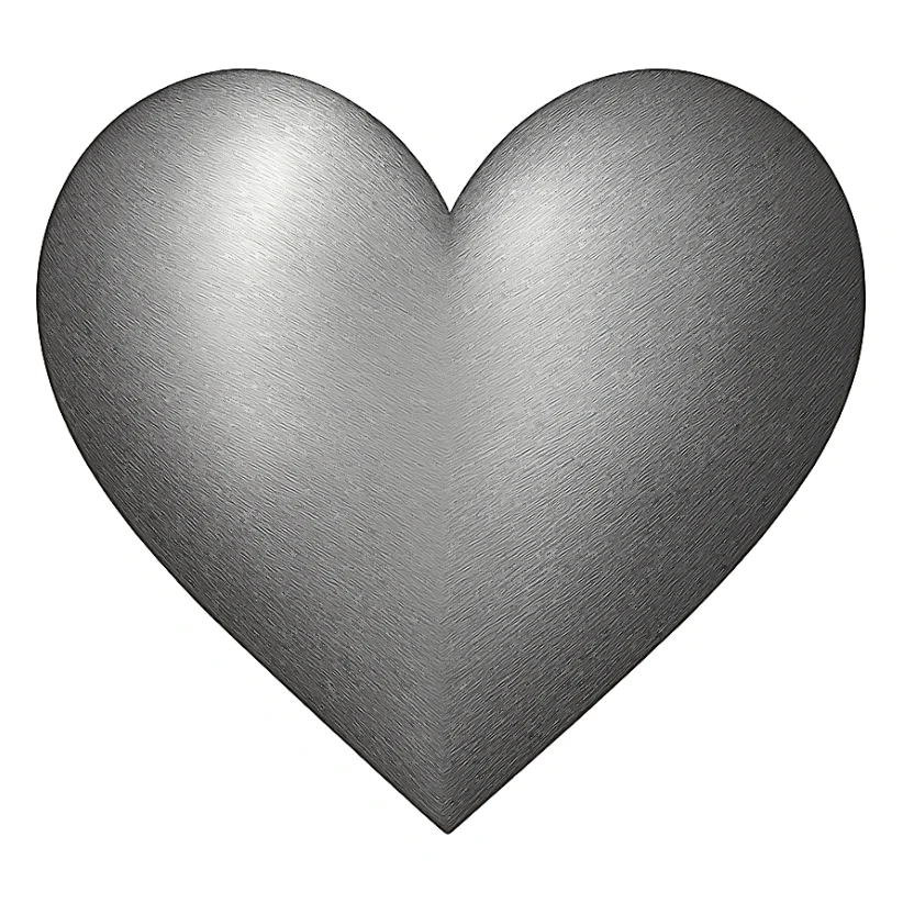 heart with a brushed metal texture, digital illustration, no background sticker