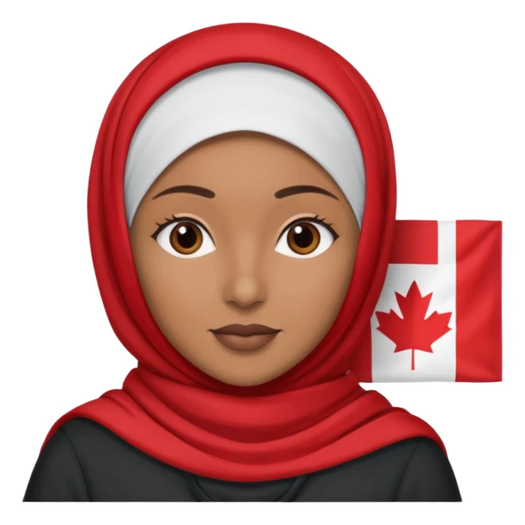 Sherif brown woman wearing hijab and holding canada flag sticker