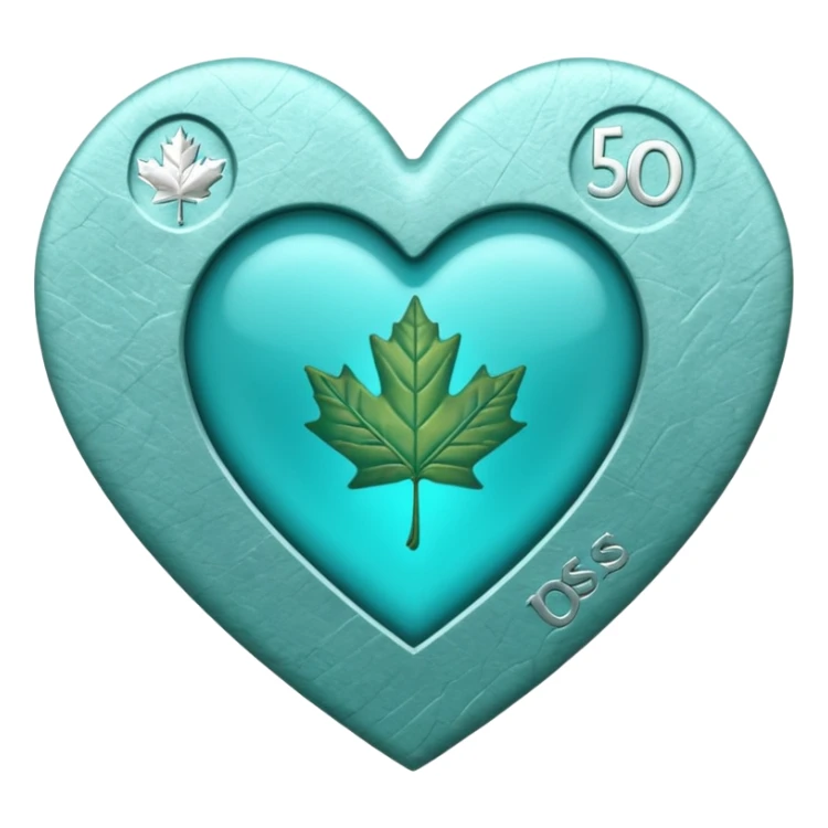 Teal heart with Canadian money sticker