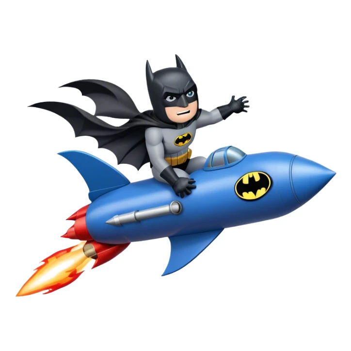 batman france riding a rocket ship boom! sticker