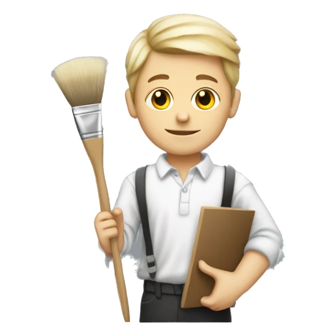 white schoolboy artist with palette and brush sticker