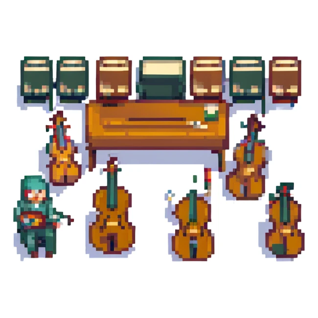 orchestra, pixel art style sticker