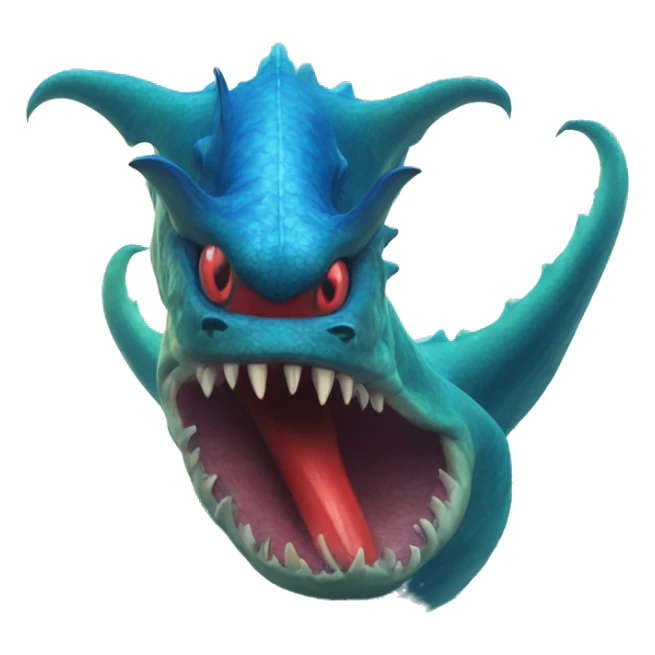Sea monster Leviathan with blue and red horns sticker