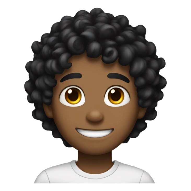 A curly black hair boy with black cat ears sticker