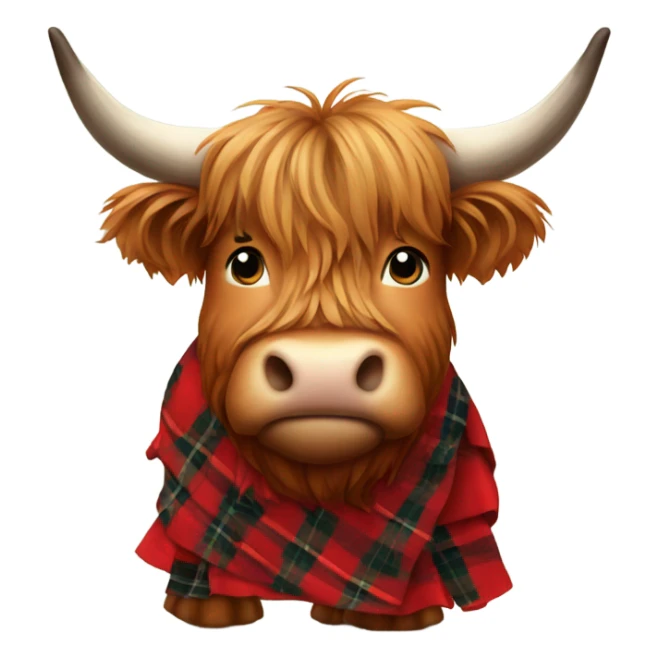 Highland cow in a red plaid kilt sticker