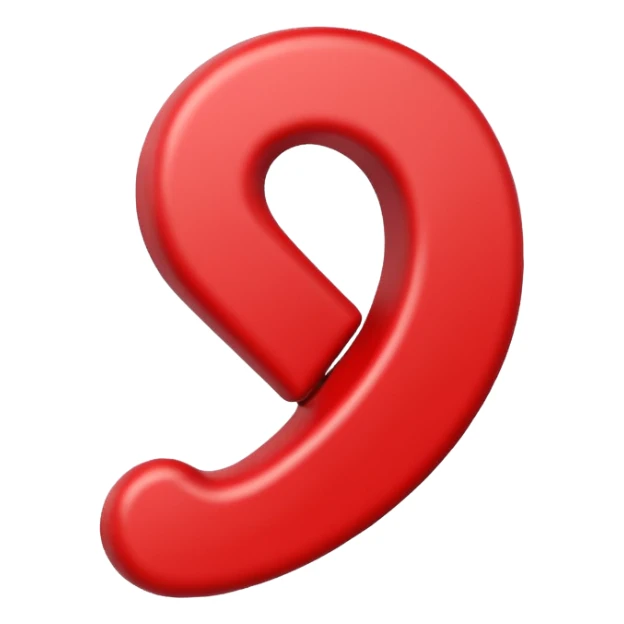 Generate a high-quality 3D cartoon-style emoji of a red question mark, smooth gradient colors, rounded and cute appearance, simple white background, high-resolution.
 sticker