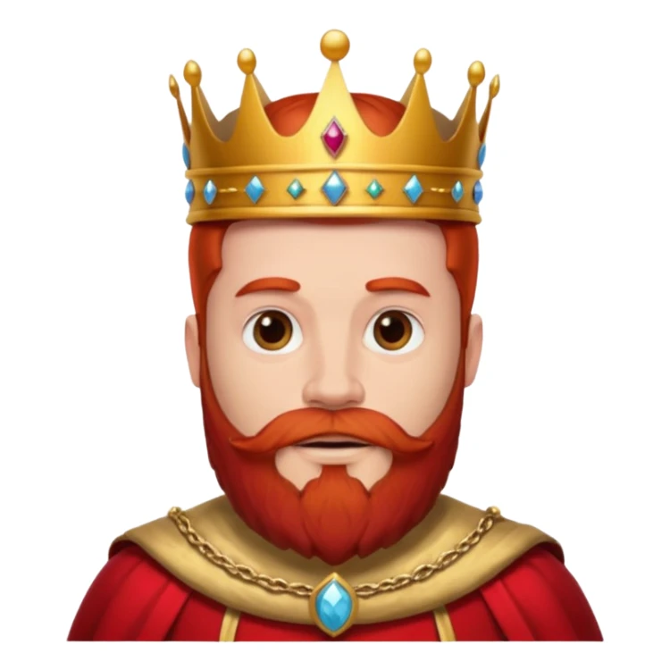 bearded king with crown and red outfit red hair sticker