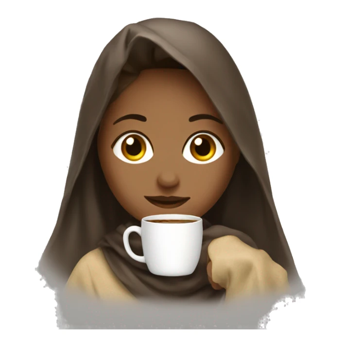 girl with a blanekt drinking coffe sticker