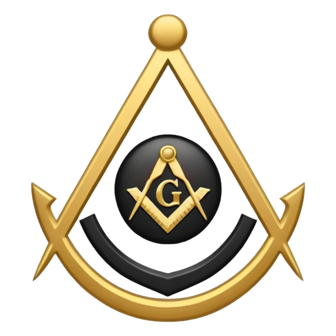 Masonic Square and Compass, minimal black and white, simple Apple emoji style sticker