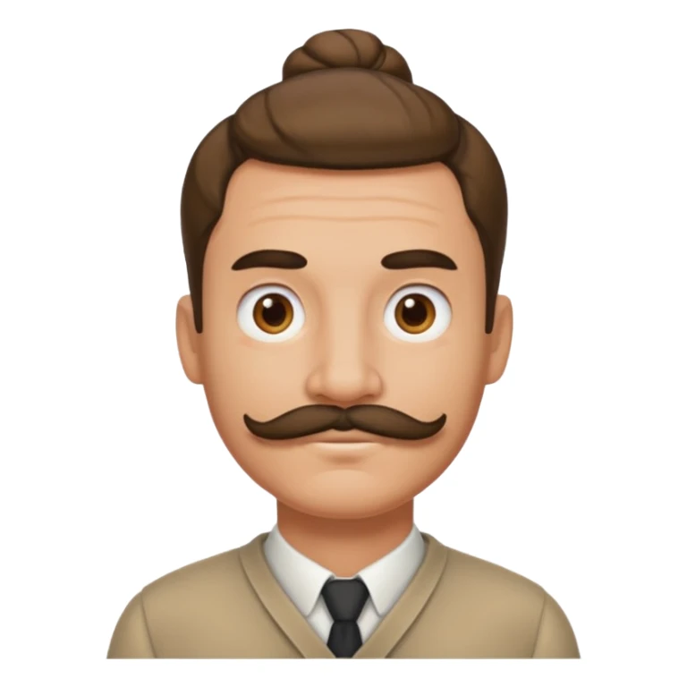 bun hair man and mustache sticker