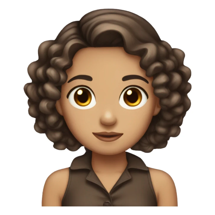 light skin light eyes dark brown hair bow in hair sticker