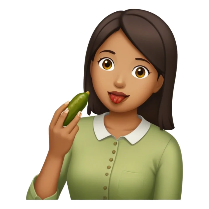 Filipino female eating a pickle sticker