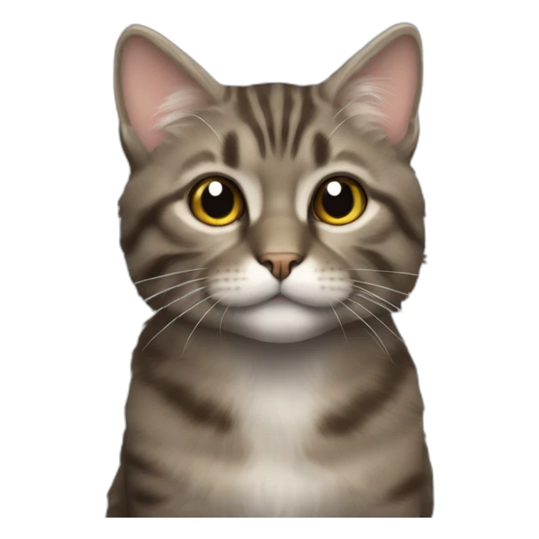fluffy grey brown patched tabby coated cat sticker