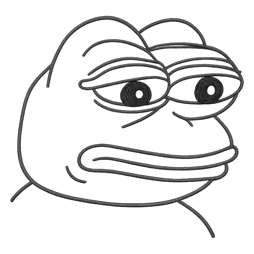 Pepe the Frog as a hand drawn icon with no fill sticker